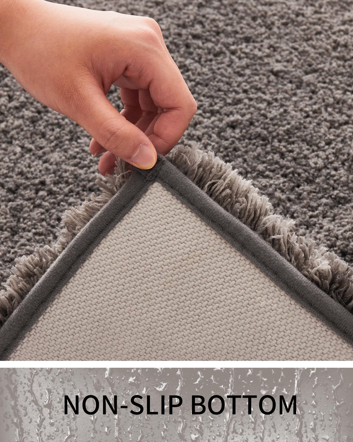 Ruggnovea Toilet Rugs U-Shaped Mat 24x22, Contour Bathroom Mat - Ultra Soft & Absorbent Microfiber, Quick-Dry, Machine Washable with High Density Foam Latex Non Slip Backing, Dark Grey