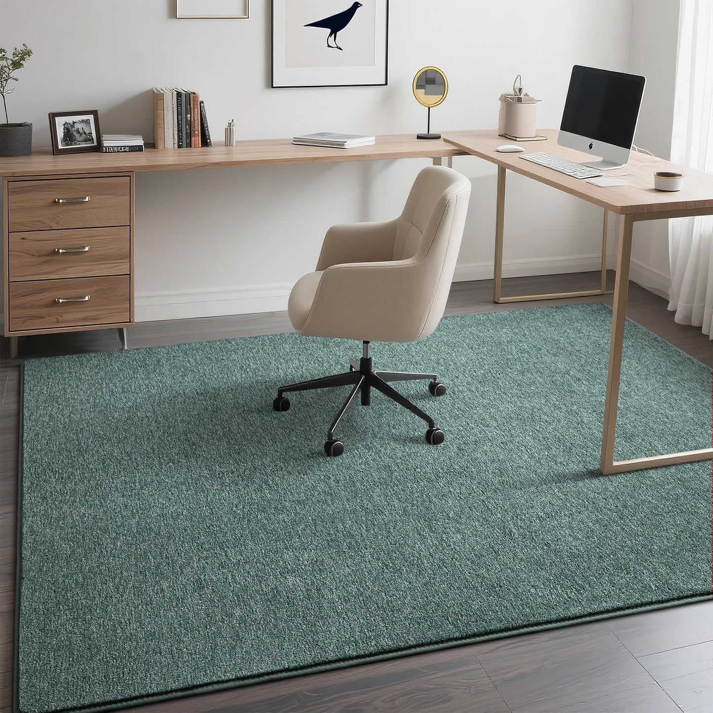 Tepook Soft Rugs for Living Room Bedroom, 4x6 Grey Green Modern Washable Non-Slip Area Rug, Indoor Memory Foam Carpets for Boys Girls Room Home Decor