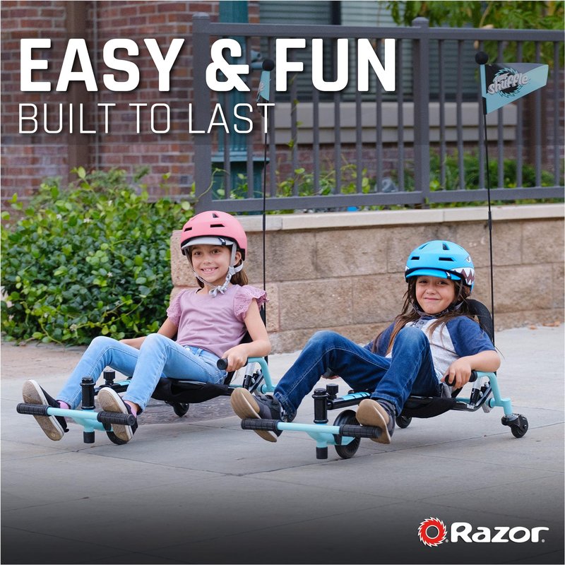 Razor Crazy Cart Shuffle – Kid-Powered Drifting Go-Kart for Ages 4+, Crazy Cart Drift Bar Technology, Adjustable Frame with 5 Length Settings