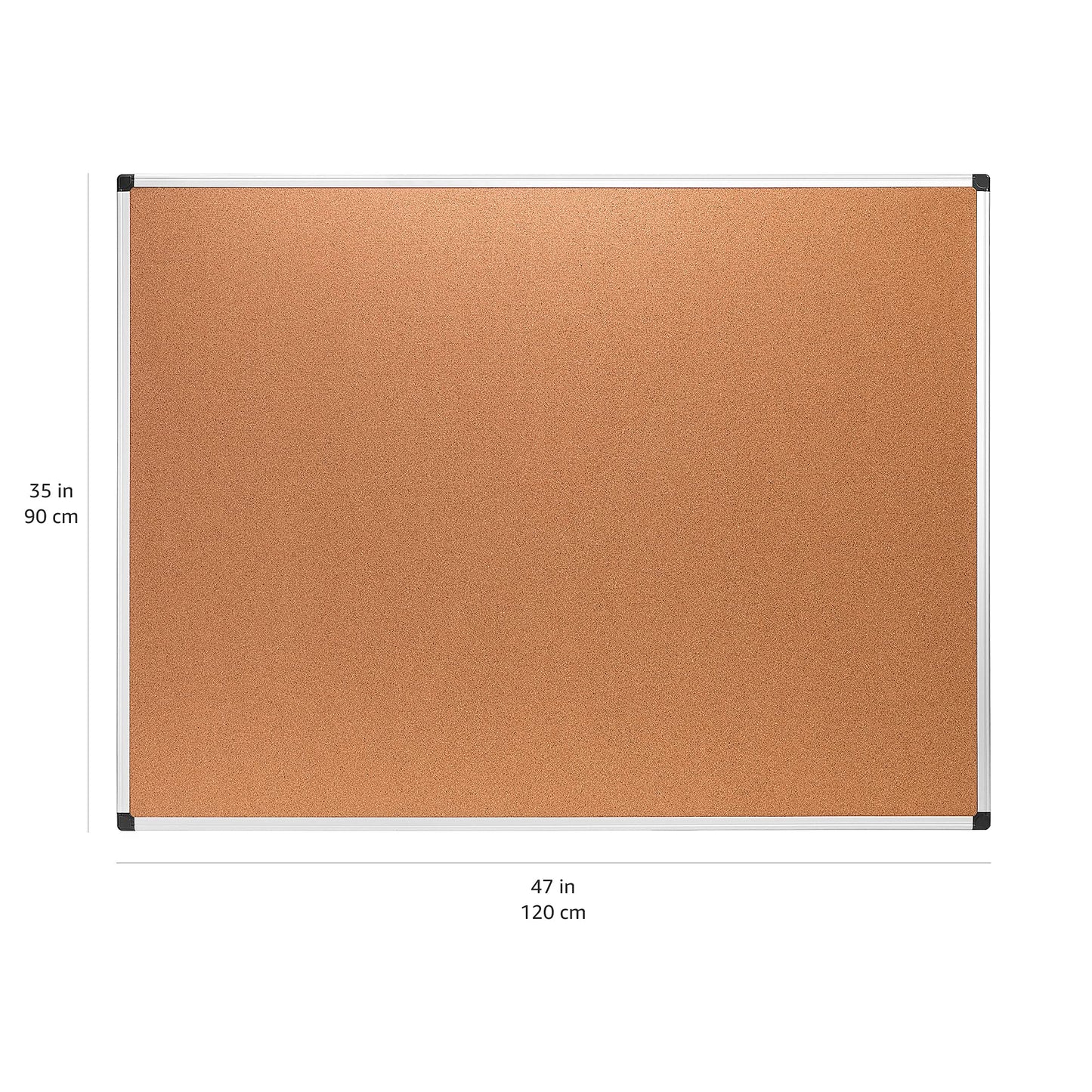 Amazon Basics Rectangular Bulletin Board, Cork Board for Wall, Vision Board for Classroom and Office, Aluminum Frame, 35" x 47", Brown