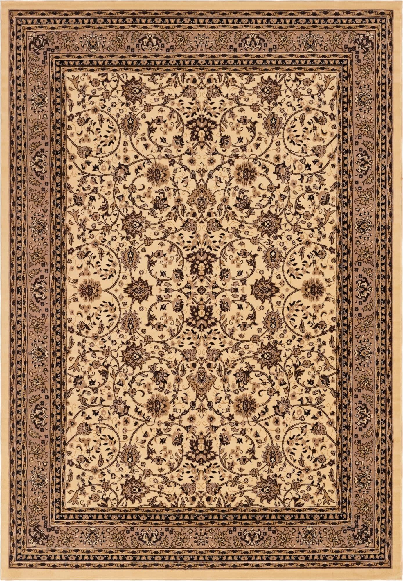 Unique Loom Sialk Hill Collection Area Rug - Washington (9' 10" x 14' 1" Rectangle, Ivory/ Beige)