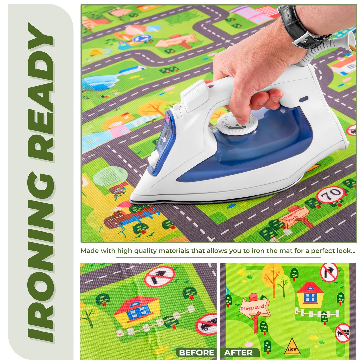 Sorbus Car Mat - City Road Washable Rug for Kids, Car Carpet, Floor Play Mats, Easy to Clean Washable Rugs for Safe and Fun Travel (Extra Large)
