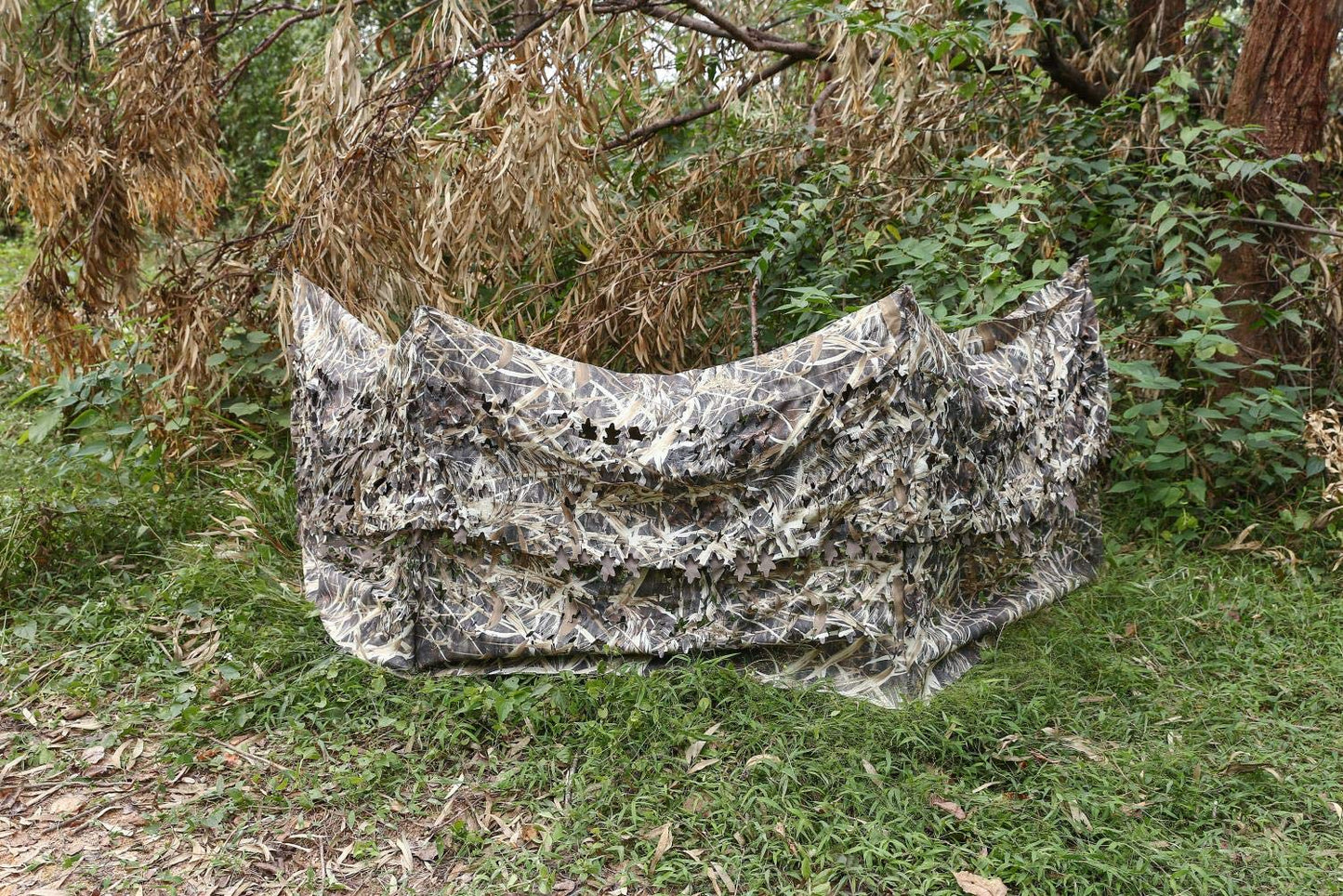 AUSCAMOTEK Ground Blind 5×10 Feet for Deer Hunting Duck Blinds Camouflage Pattern Height Adjustable - Dry Reed
