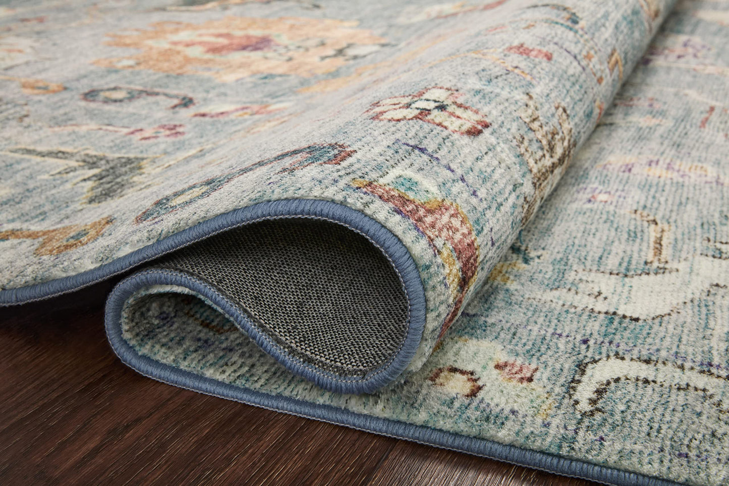 Loloi Margot Collection MAT-06 Denim/Multi 5'-0" x 7'-6" Area Rug feat. CloudPile, No-Shed Easy Clean Large Patterned Area Rug for Living Room, Bedroom, Dining Area