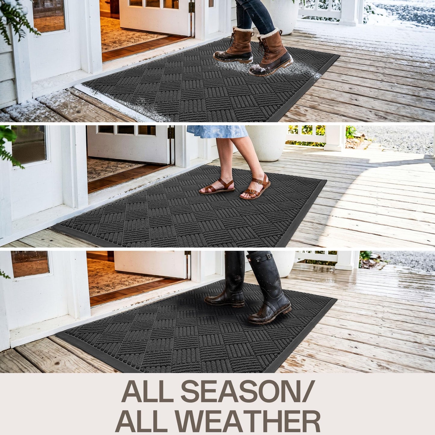 Amyracel Front Door Mat 36x48, Heavy Duty Durable Indoor Outdoor Entrance Doormat, All-Weather Dirt Trapper Waterproof Doormat, Fade Resistant, Non-Slip, Easy Clean Outside Patio Entryway Mat