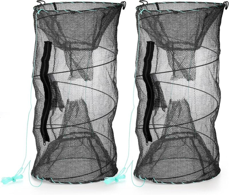 ZENFUN Fishing Bait Trap Set - 2 Pcs Collapsible Crab & Crawfish Nets | Portable Foldable Design
