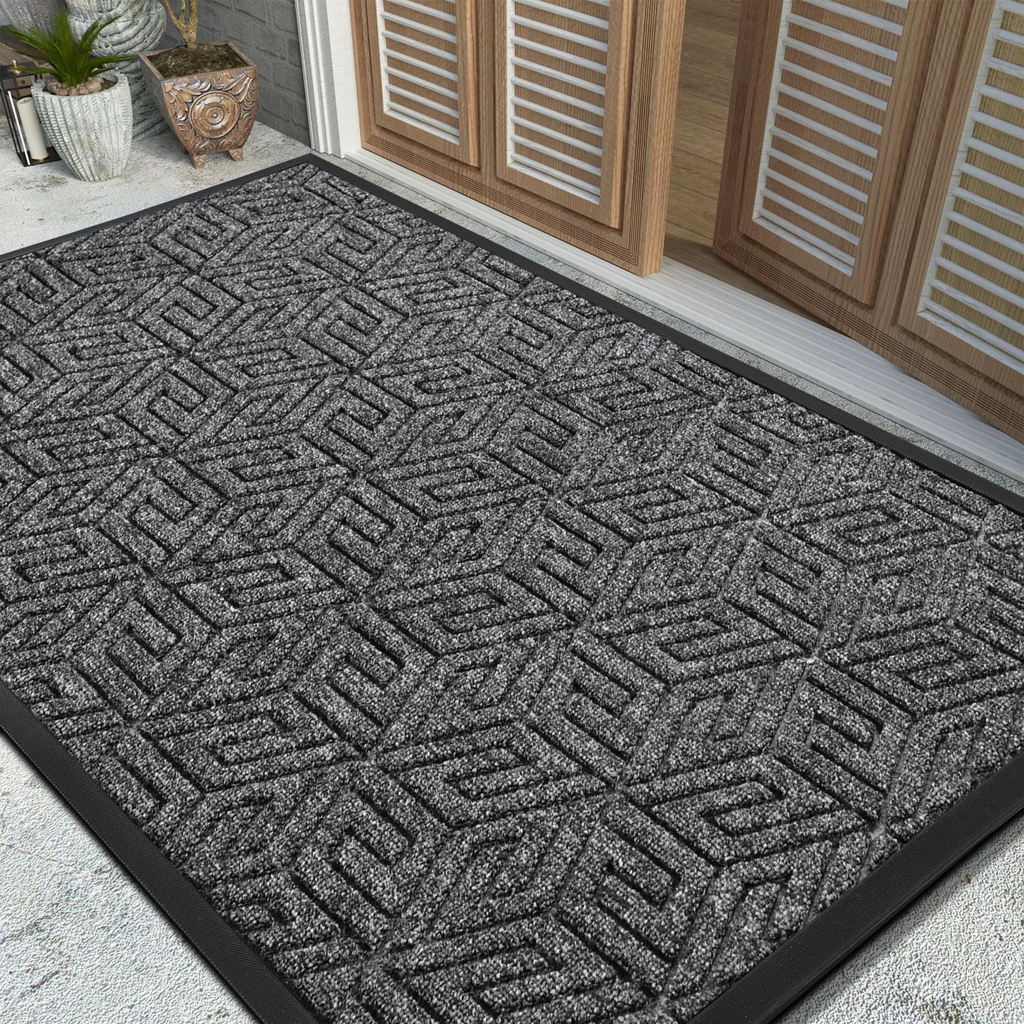 Yimobra Large Door Mat 47x32, All-Weather Waterproof Outdoor Mats for Front Door, Non Slip Rubber Doormat for Patio Proch Outside Entryway Indoor, Mix Grey