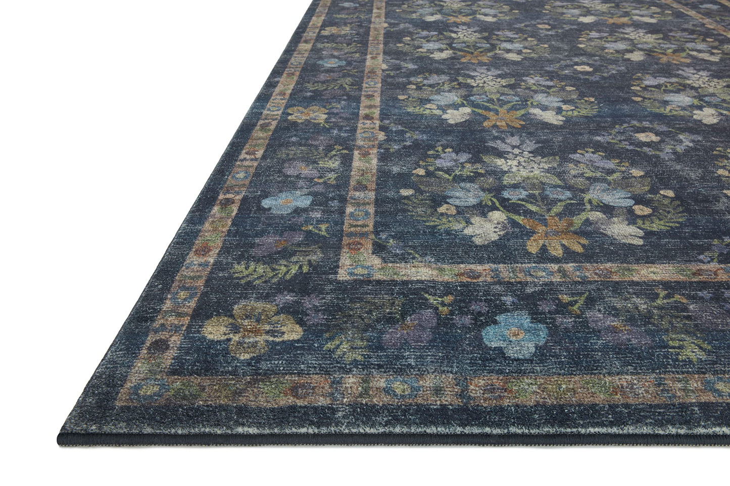 Loloi Rifle Paper Co. Courtyard Collection COU-04 Navy 5'-0" x 7'-6" Area Rug feat. CloudPile