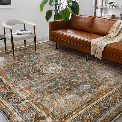 CHAMPLANT Washable Area Rug 8'x10' Retro Boho Design Non-Shedding Non-Slip Easy Care Ideal for High Traffic Areas in Living Room Bedroom Office Coffee Table Kitchen Large Carpet