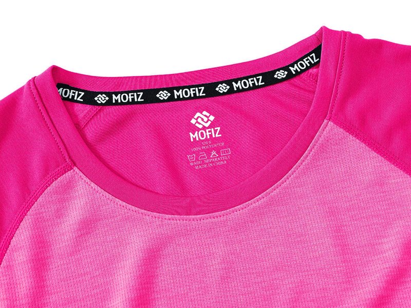 MoFiz Lady's Short Sleeve Sports Top Shirts UPF 50+ Sun Protection Lightweight Athletic Gym Workout T-Shirts for Women Rose Red L