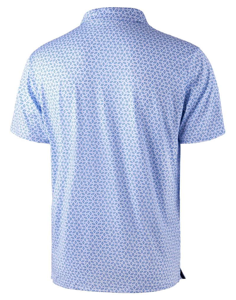 Obla Mens Golf Polo Shirts Short Sleeve Dry Fit Performance Moisture Wicking Casual Print Collared Golf Shirts for Men (Light Blue Diamond_S)