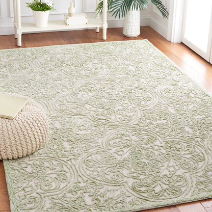 SAFAVIEH Trace Collection Accent Rug - 3' x 5', Ivory & Green, Handmade Wool, Ideal for High Traffic Areas in Entryway, Living Room, Bedroom (TRC101Y)