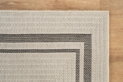 Beverly Rug Easy Jute Bordered Rug 5x7 Washable Durable Indoor Outdoor Area Rugs for Living Dining Room Patio Office Stain Resistant Non Shedding Casual Indoor Outside Carpet 5 x 7 Off-White