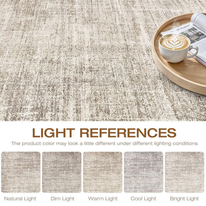 8x10 Area Rugs Living Room: Washable Large Neutral Brown Rug Abstract Soft Modern Stain Resistant Indoor Floor Non-Slip Carpet for Bedroom Nursery Kids Office Playroom Dining Room Under Table Home