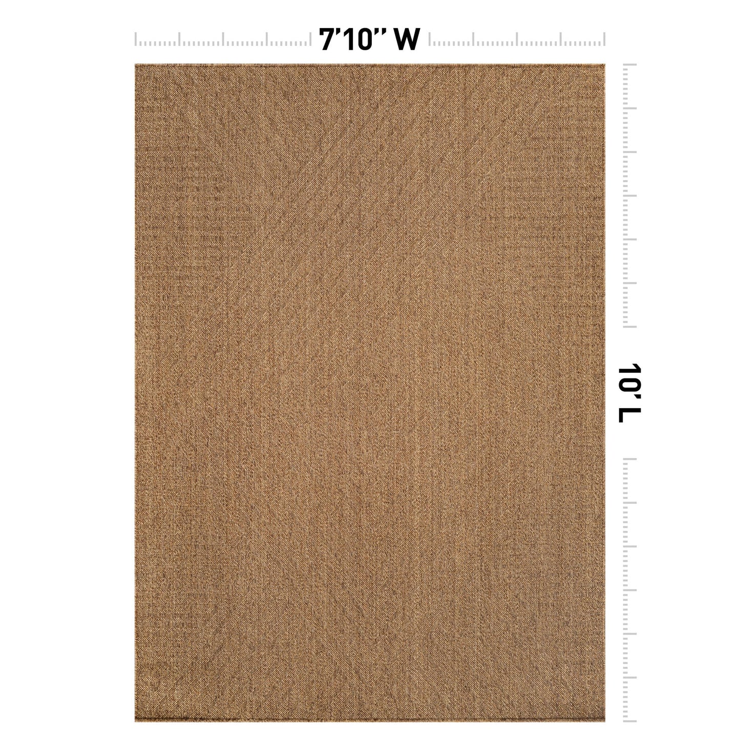 Rugshop Diamond Grid Indoor Outdoor Flat Woven Area Rug,Natural Jute-Style,Easy-Care Patio Rug for Backyard Porch Deck Balcony, 7'10" x 10' Natural/Jute