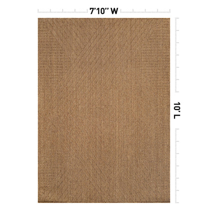 Rugshop Diamond Grid Indoor Outdoor Flat Woven Area Rug,Natural Jute-Style,Easy-Care Patio Rug for Backyard Porch Deck Balcony, 7'10" x 10' Natural/Jute