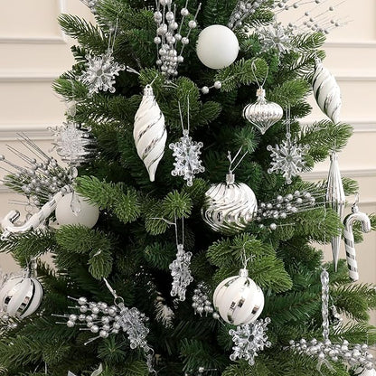 Christmas Ball Ornaments Set Shatterproof Christmas Tree Ornaments 24 PCS Painted Shaped Styles Xmas Tree for Holiday Decor,Silver
