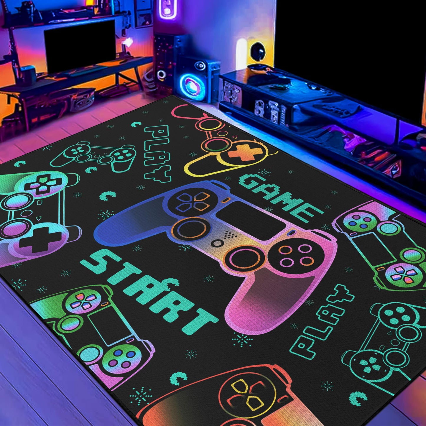 Isyorefam Play Gaming Rug for Bedroom Gamer Mat Gamepad for Boys Room 2x3 for Playroom Decor Washable