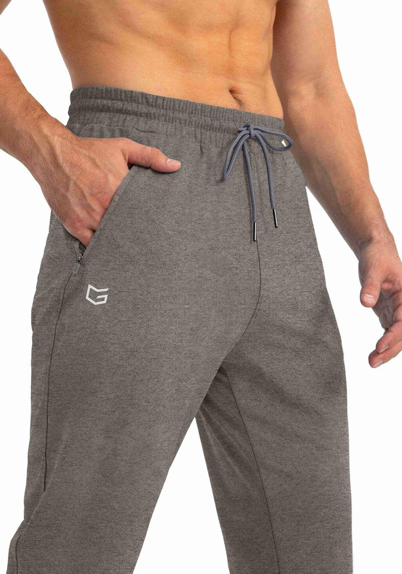 G Gradual Men's Sweatpants with Zipper Pockets Tapered Joggers for Men Athletic Pants for Workout, Jogging, Running (Heathered Brown Light, 3X-Large)