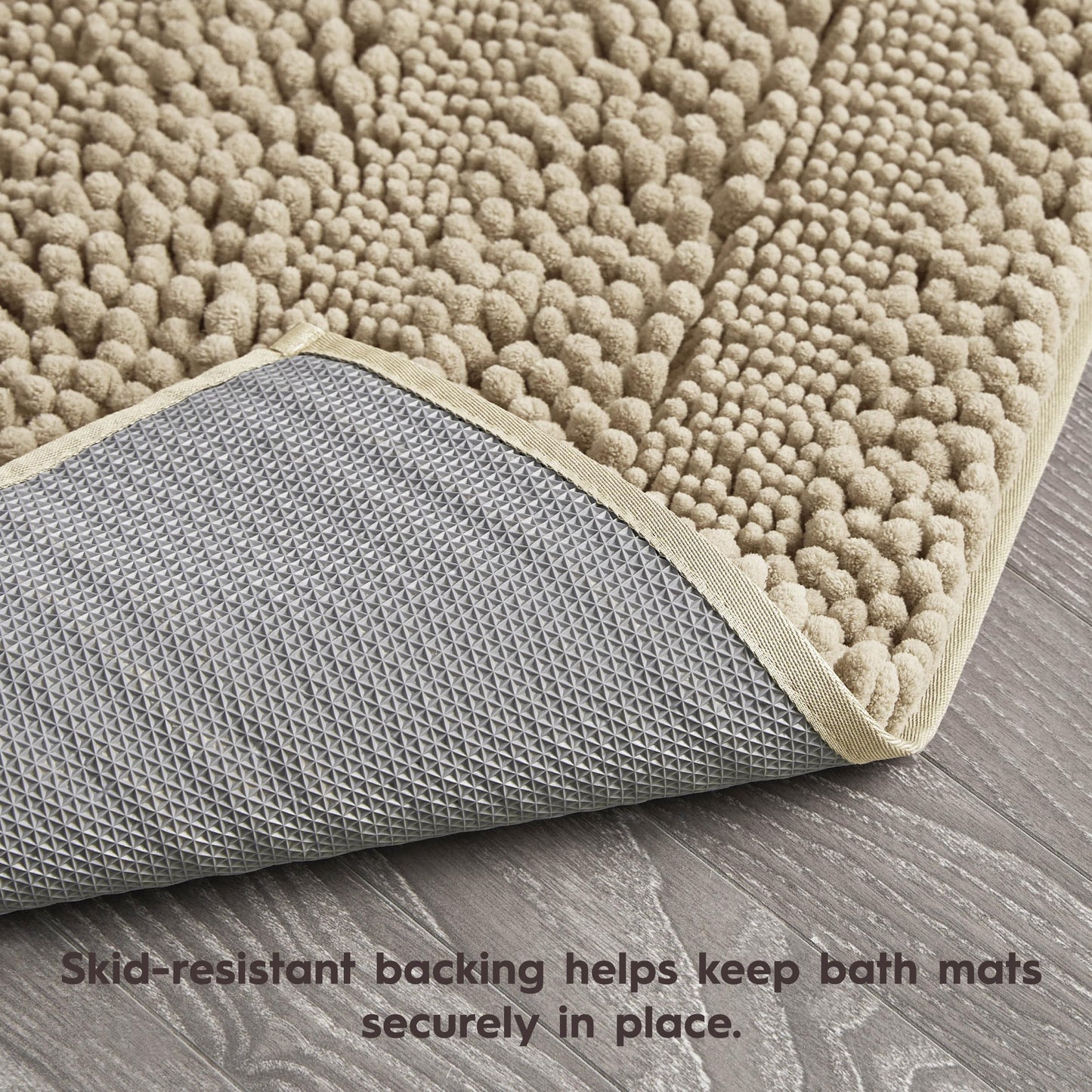 Laura Ashley – Astor Chenille Bath Mat | 100% Polyester | Premium Bathroom Décor | Machine Washable | TPR Backing | Measures 27” x 45” | Linen