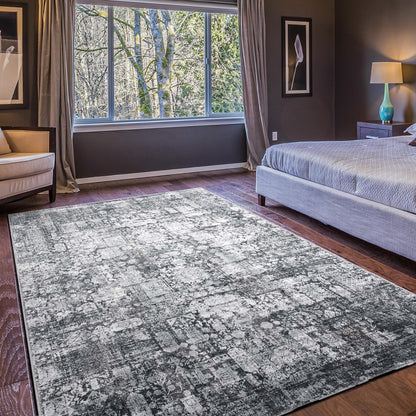 Domitapis Area Rug 5×7, Vintage Boho Rug,Ultra-Soft Low Pile, Washable, Non Slip,Stain Resistant Printed Carpet for Living Room Bedrooms Playroom Office Kitchen, Dark Stone