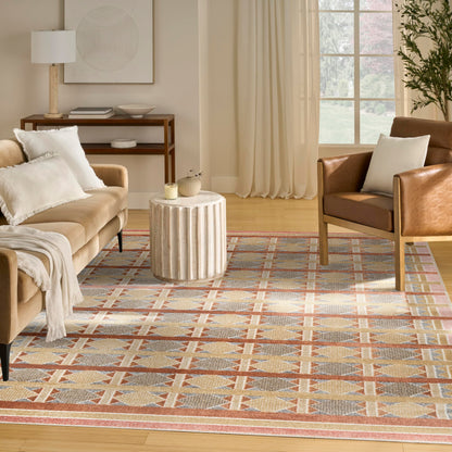 Nourison Home Nordic Rust Multicolor 8' x 10' Area Rug - Easy Clean, Non Shedding, Bed Room, Living Room, Dining Room, Kitchen (8' x 10')