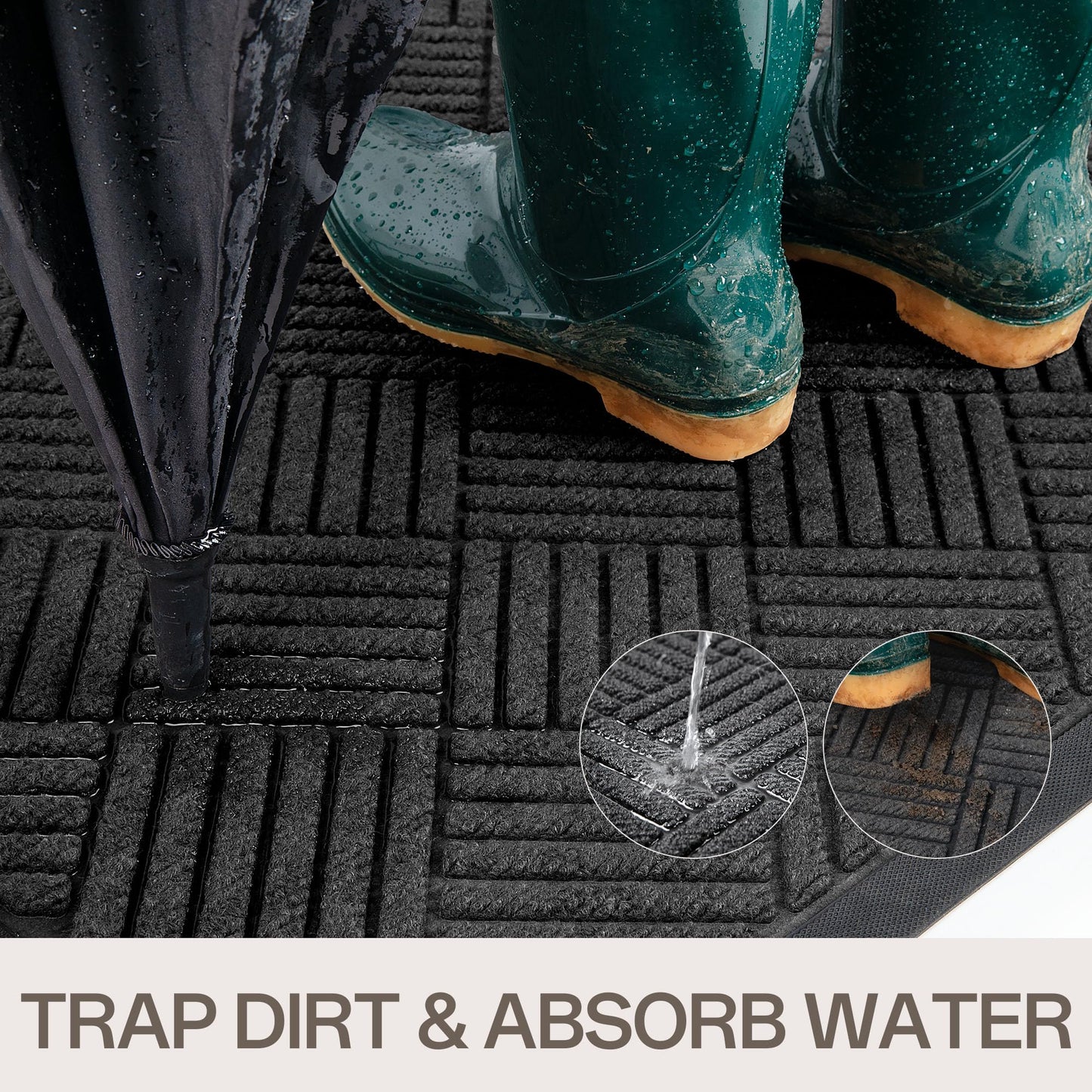 Amyracel Front Door Mat 36x48, Heavy Duty Durable Indoor Outdoor Entrance Doormat, All-Weather Dirt Trapper Waterproof Doormat, Fade Resistant, Non-Slip, Easy Clean Outside Patio Entryway Mat