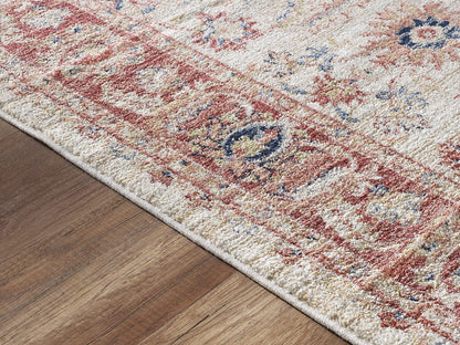Abani Traditional Beige & Red 5'3" x 7'6" Area Rug, Babylon Collection - Classic Motif Vintage Turkish Accent Rug Rugs