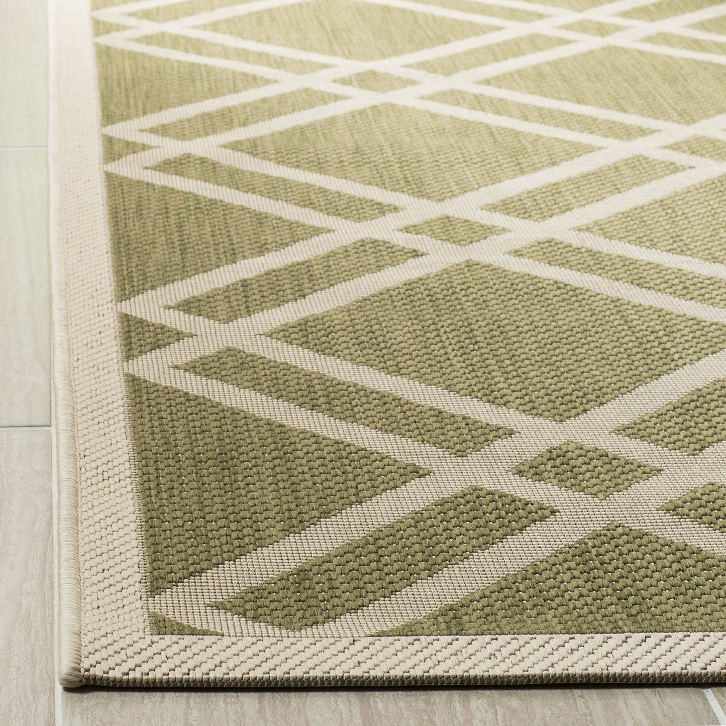 SAFAVIEH Courtyard Collection 6'7" x 9'6" Green/Beige CY6923 Trellis Indoor/ Outdoor Waterproof Easy Cleaning Patio Backyard Mudroom Area Rug
