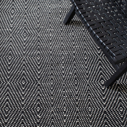 SAFAVIEH Area Rug 8x10 - Kilim Collection - Large - Black & Ivory, Flat Weave Wool Design, Ideal for Living Room, Bedroom, Office, Dining Space (KLM380Z)