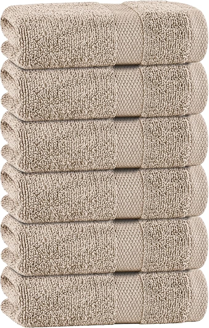 White Classic Taupe Hand Towels