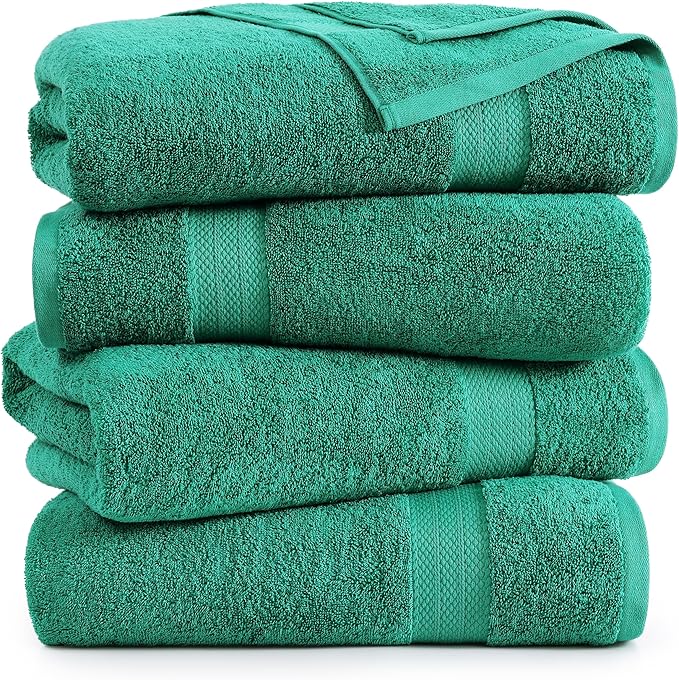 LANE LINEN 100% Cotton Oversized Bath Towels Set of 4