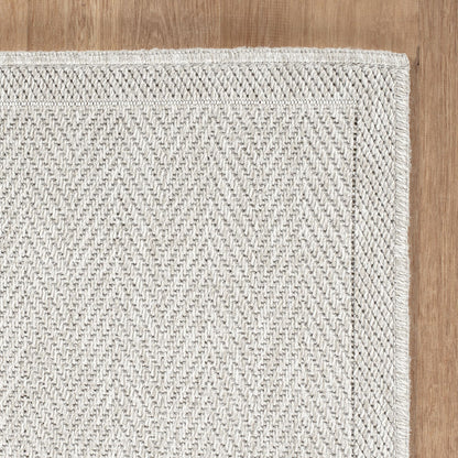 CAMILSON Easy Jute Rug 9x12, Indoor Outdoor Off-White Color Fiber Area Rugs for Living Room and Patio Rug Herringbone Seagrass Boho Woven Design Easy-Cleaning Washable Outside Carpet Alfombras 9 x 12