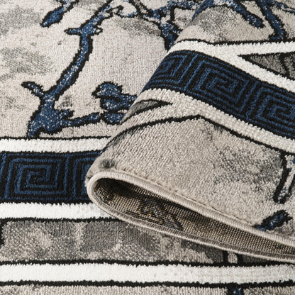 GLORY RUGS Area Rug Modern 8x10 Navy Grey White Black Soft Contemporary Floor Carpet with Premium Fluffy Texture for Indoor Living Dining Room and Bedroom Area