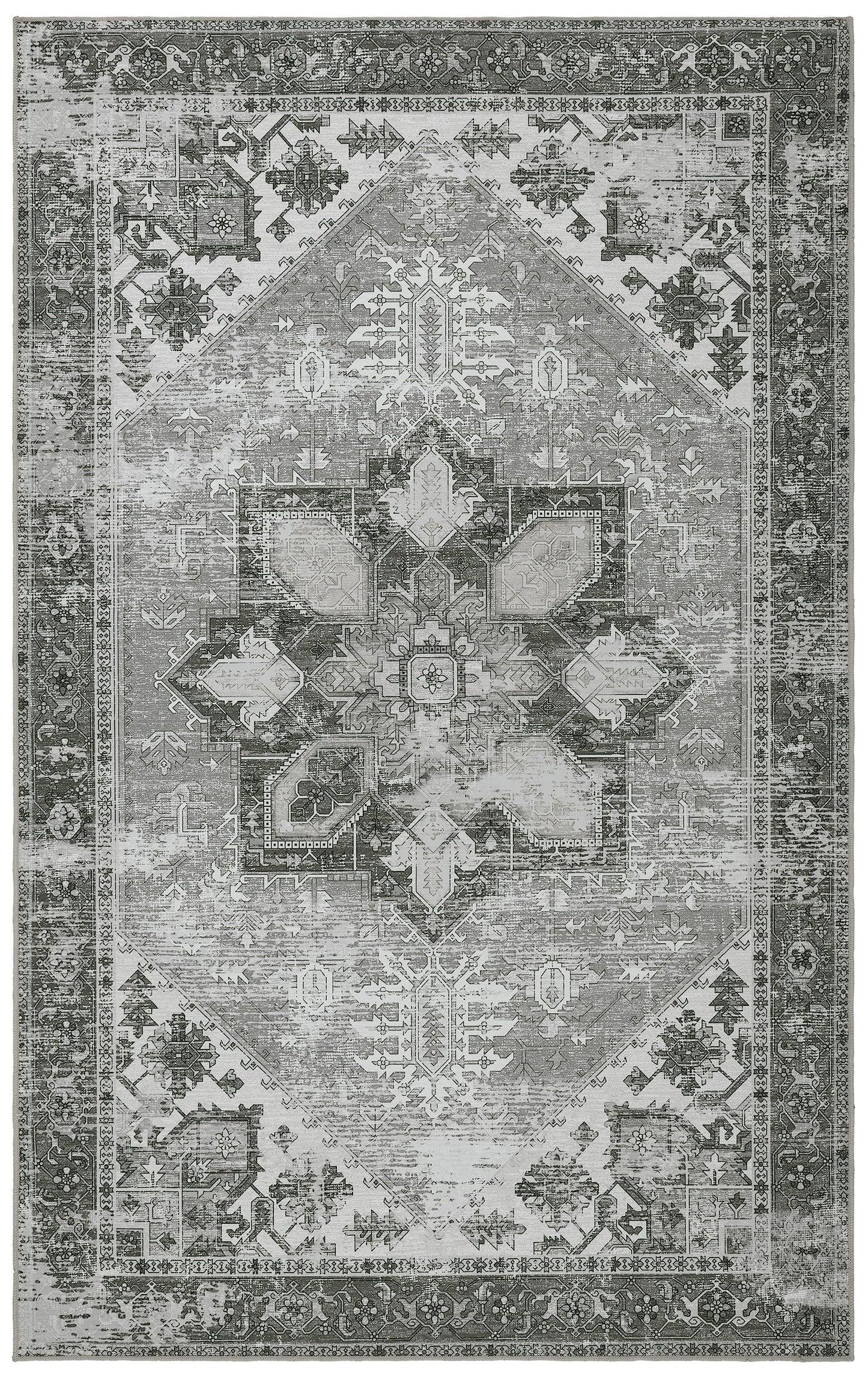 SAFAVIEH Washable Rug Tucson Collection - 4' x 6', Dark Sage & Ivory, Slip Resistant & Easy to Clean, Ideal for Foyer, Kitchen, Nursery, Office, Bedroom (TSN102F)