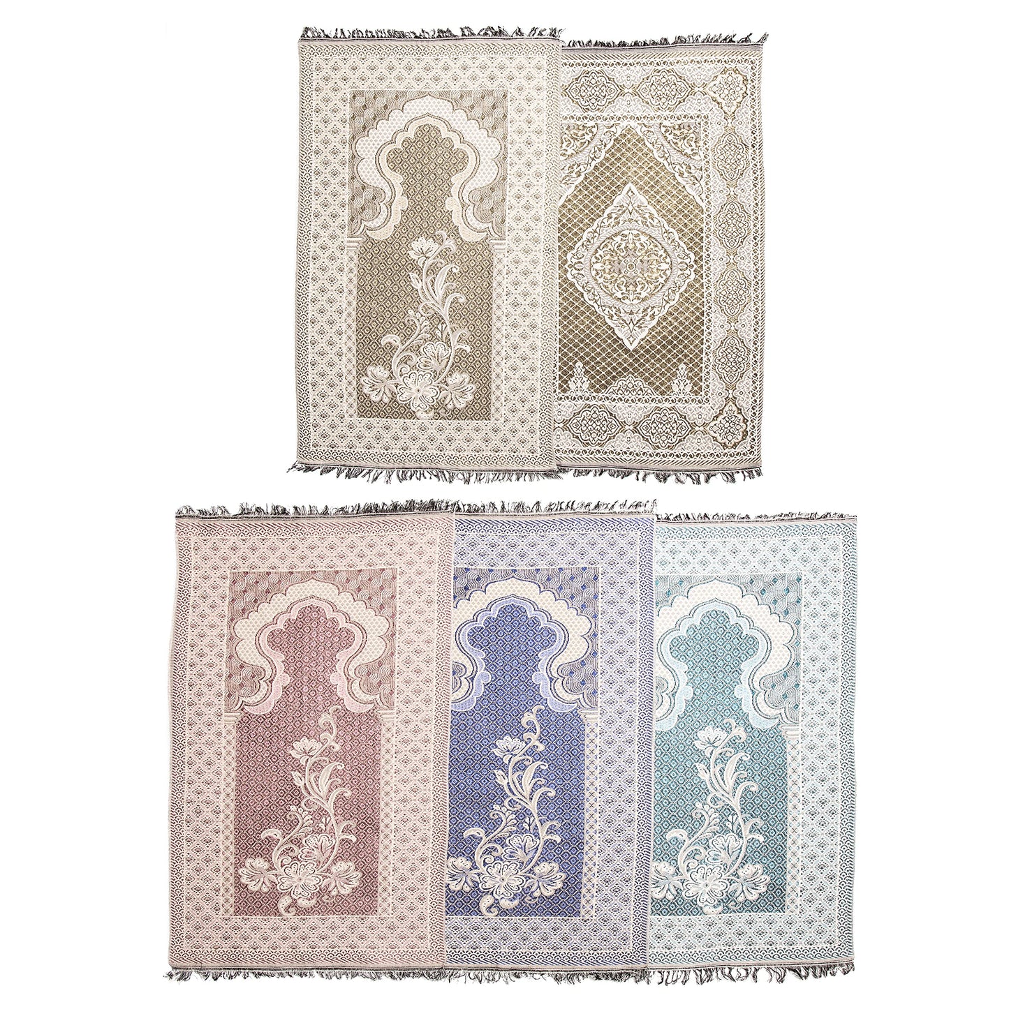 Ottoman Turkish Style Muslim Prayer Rug, Floral Pattern Prayer Mat (Five Thin Prayer Rug)