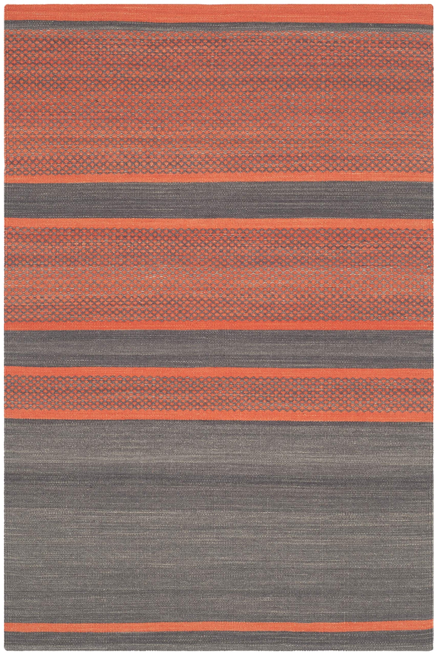 SAFAVIEH Kilim Collection Accent Rug - 4' x 6', Dark Grey & Orange, Handmade Flat Weave Wool, Ideal for High Traffic Areas in Entryway, Living Room, Bedroom (KLM952C)