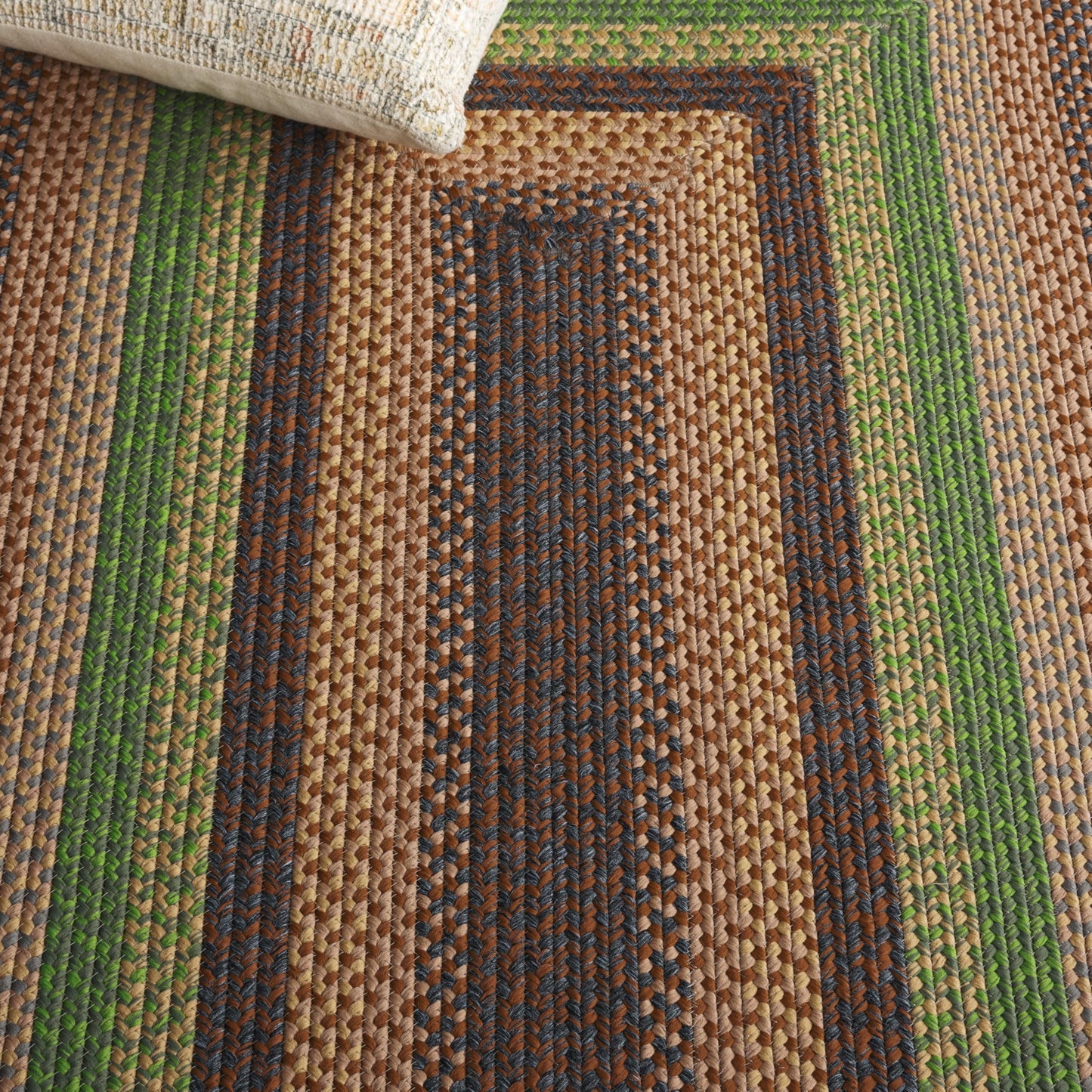 SAFAVIEH Braided Indoor/Outdoor Area Rug 6x9, Brown & Green BRD314T