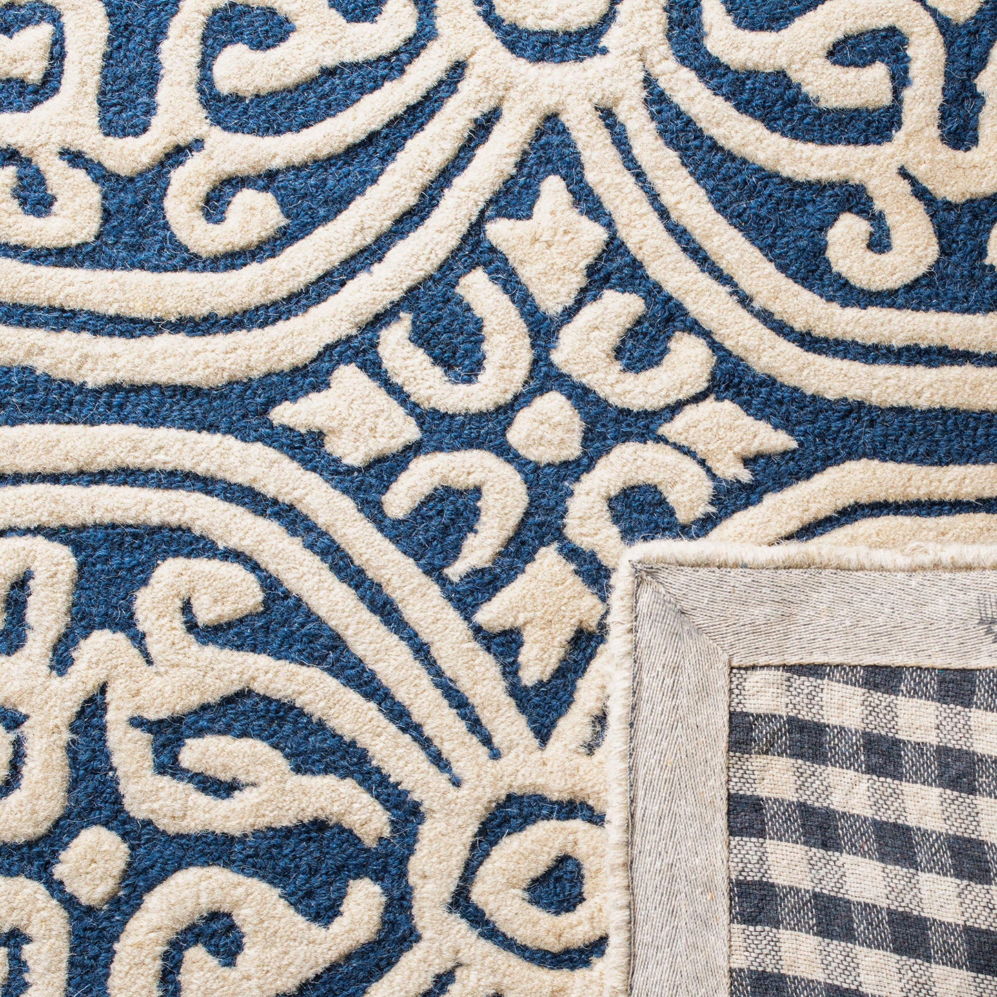 SAFAVIEH Cambridge Collection 3' x 5' Navy Blue/Ivory CAM123G Handmade Moroccan Premium Wool Area Rug