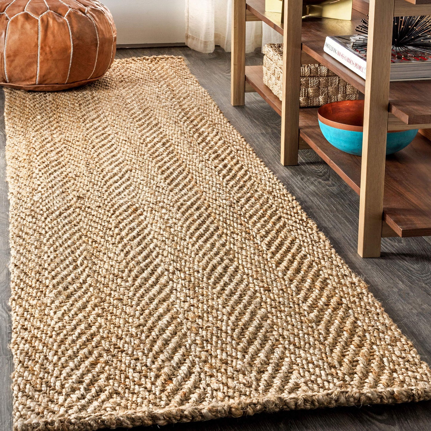 JONATHAN Y Espina Hand Woven Herringbone Chunky Jute Natural Runner Rug, 2x8, Bohemian, Cottage, Easy-Cleaning for Living Room, Bedroom, Kitchen, Pet Friendly, Non-Shedding (NFR101A-28)