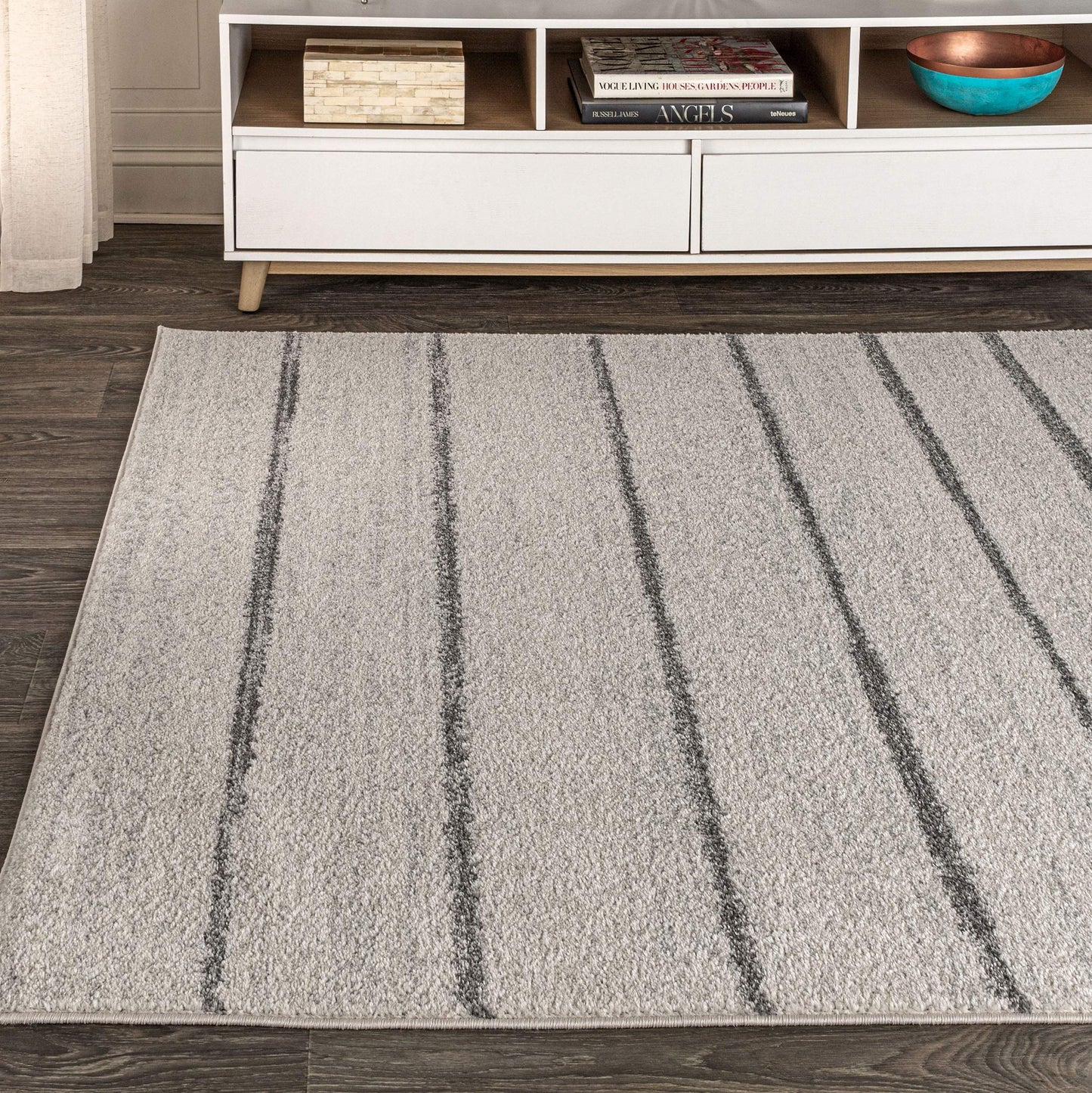 JONATHAN Y Williamsburg Minimalist Stripe Cream/Gray Indoor Area Rug, 8x10, Contemporary, Modern, Easy-Cleaning for Living Room, Bedroom, Kitchen, Pet Friendly, Non-Shedding (MOH201A-8)