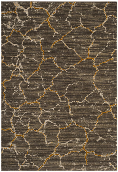 SAFAVIEH Porcello Collection Accent Rug - 4'1" x 6', Dark Grey & Yellow, Modern Abstract Design, Non-Shedding & Easy Care, Ideal for High Traffic Areas in Entryway, Living Room, Bedroom (PRL7738C)