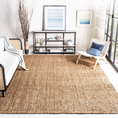 SAFAVIEH Area Rug 6' Square - Natural Fiber Collection - Natural Brown, Handmade Jute, Farmhouse Style, Chunky Textured Thick Pile (NF447A)