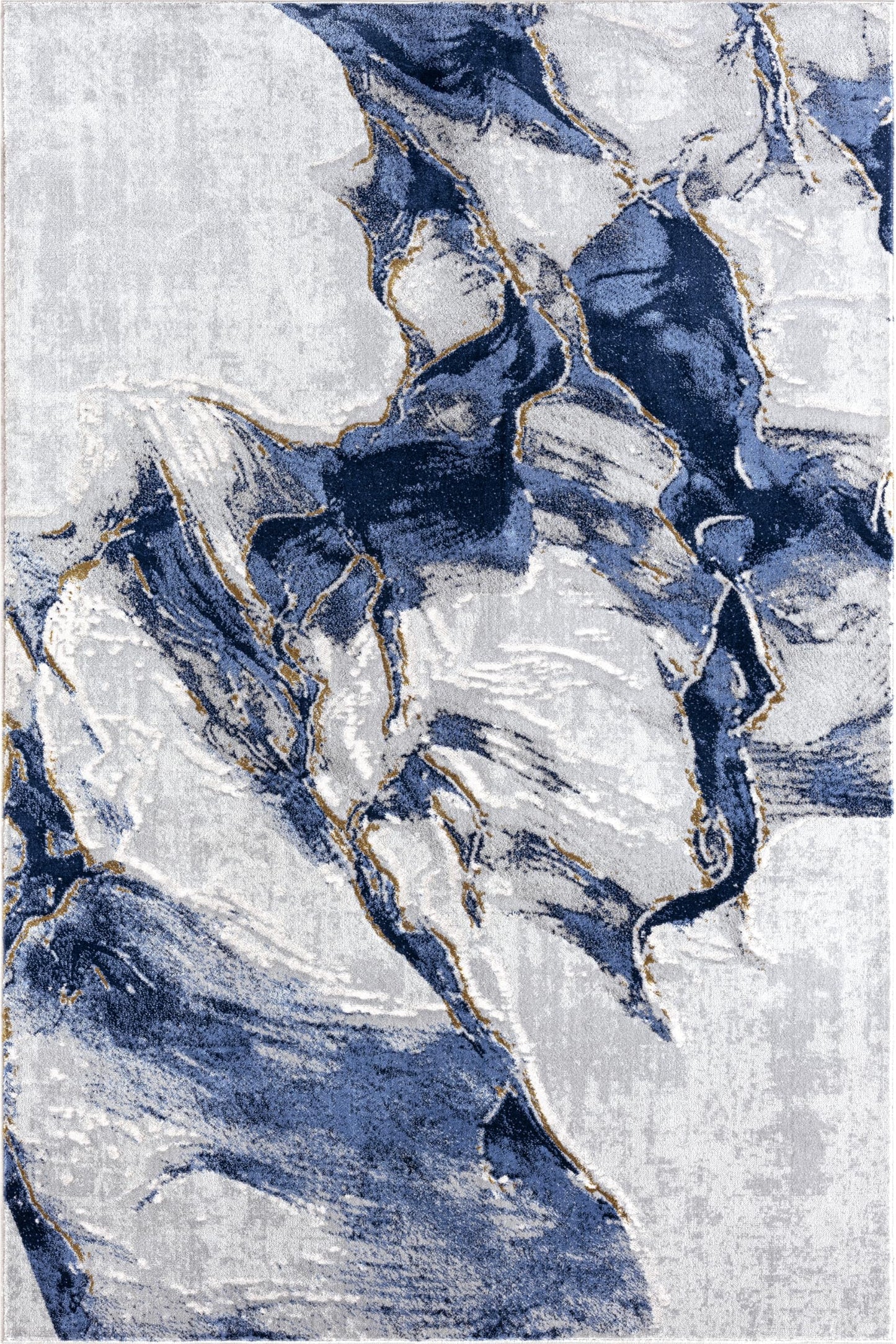 Abani Regal Collection Area Rug - Abstract Grey Blue Design - Washable for Living Room, Bedroom & Office 5' x 8'