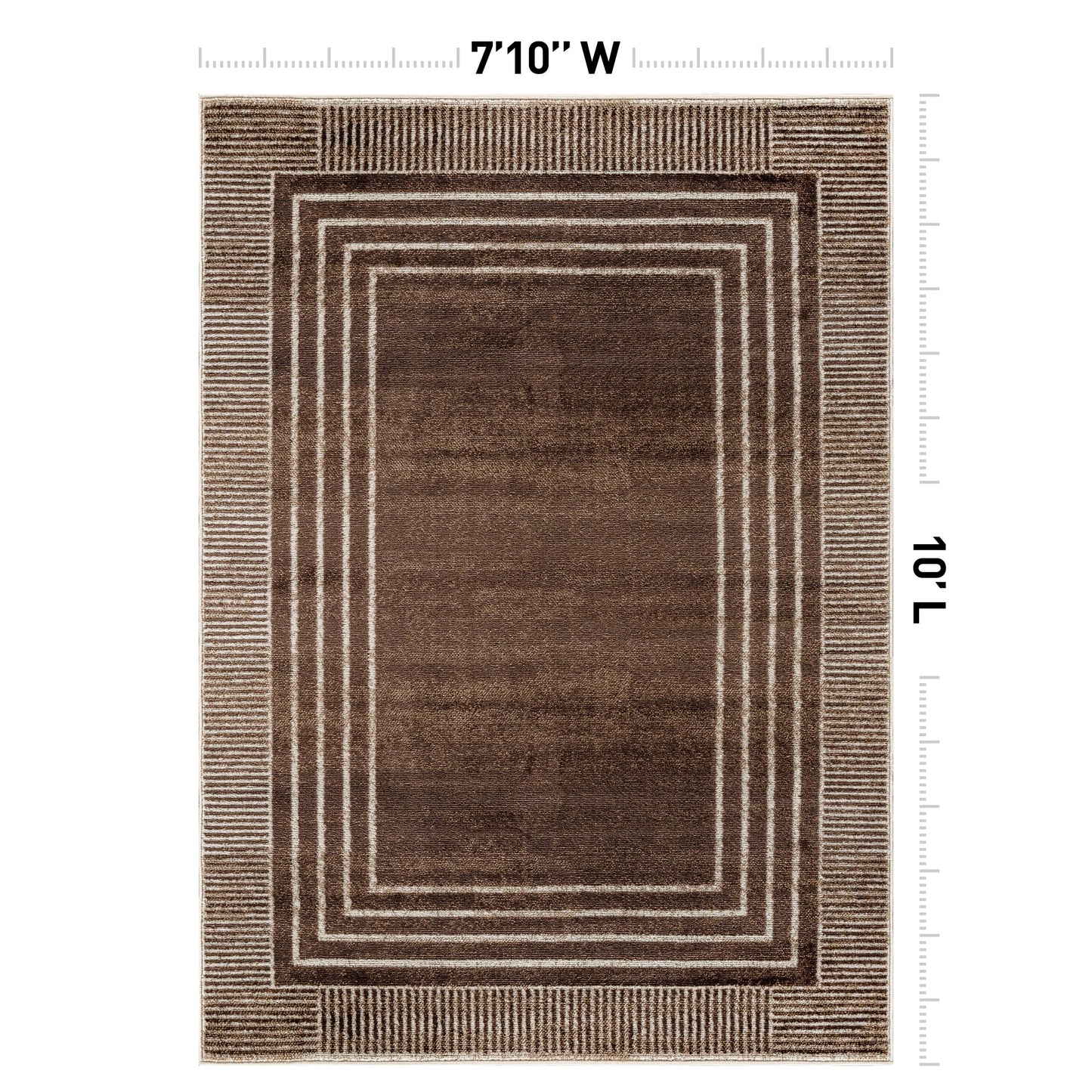 Rugshop Contemporary Geometric Bordered Indoor Area Rug for Living Room,Bedroom,Kitchen Rug Low Pile Rug with Jute Backing 7' 10" x 10' Brown