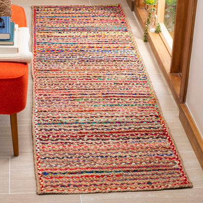 SAFAVIEH Cape Cod Collection Area Rug - 9' x 12' Oval, Natural & Multi, Handmade Boho Braided Jute, Ideal for High Traffic Areas in Living Room, Bedroom (CAP251A)