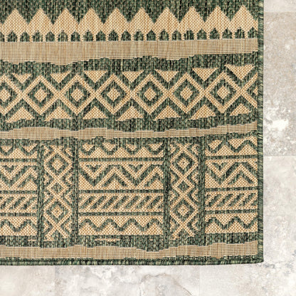 nuLOOM Outdoor Performance Abbey Green/Brown, 5' x 8', Tribal, Soft and Cozy, High Traffic, Performance, Weather Resistant Area Rug for Indoor/Outdoor Patio, Deck, Porch, Garden, Courtyard