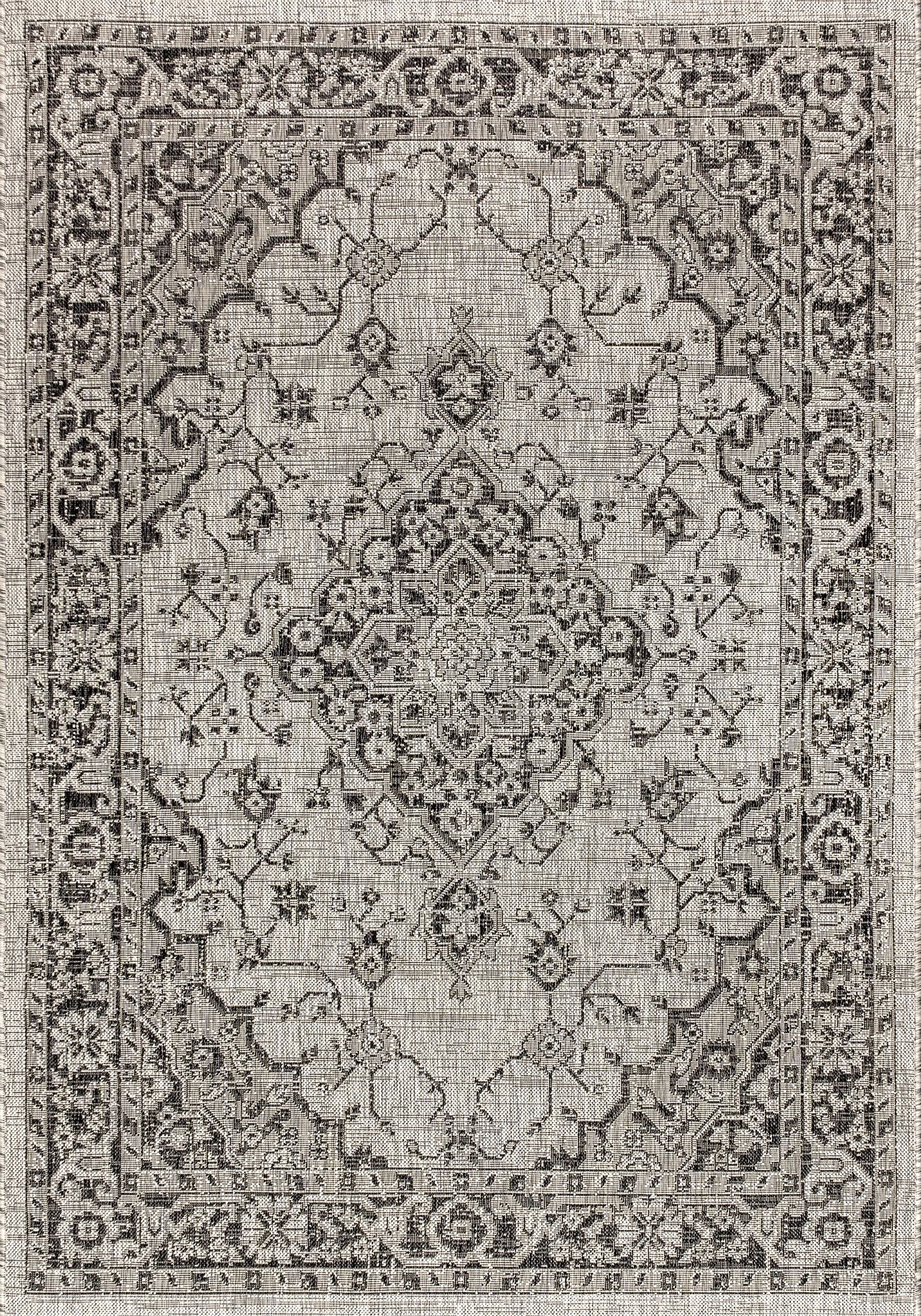 JONATHAN Y Boho Medallion Indoor Outdoor Area Rug 3X5 Gray/Black, Rozetta Textured Weave for Backyard, Patio, Porch, Easy-Cleaning, High Traffic, Pet-Friendly, Non-Shedding (SMB102D-3)
