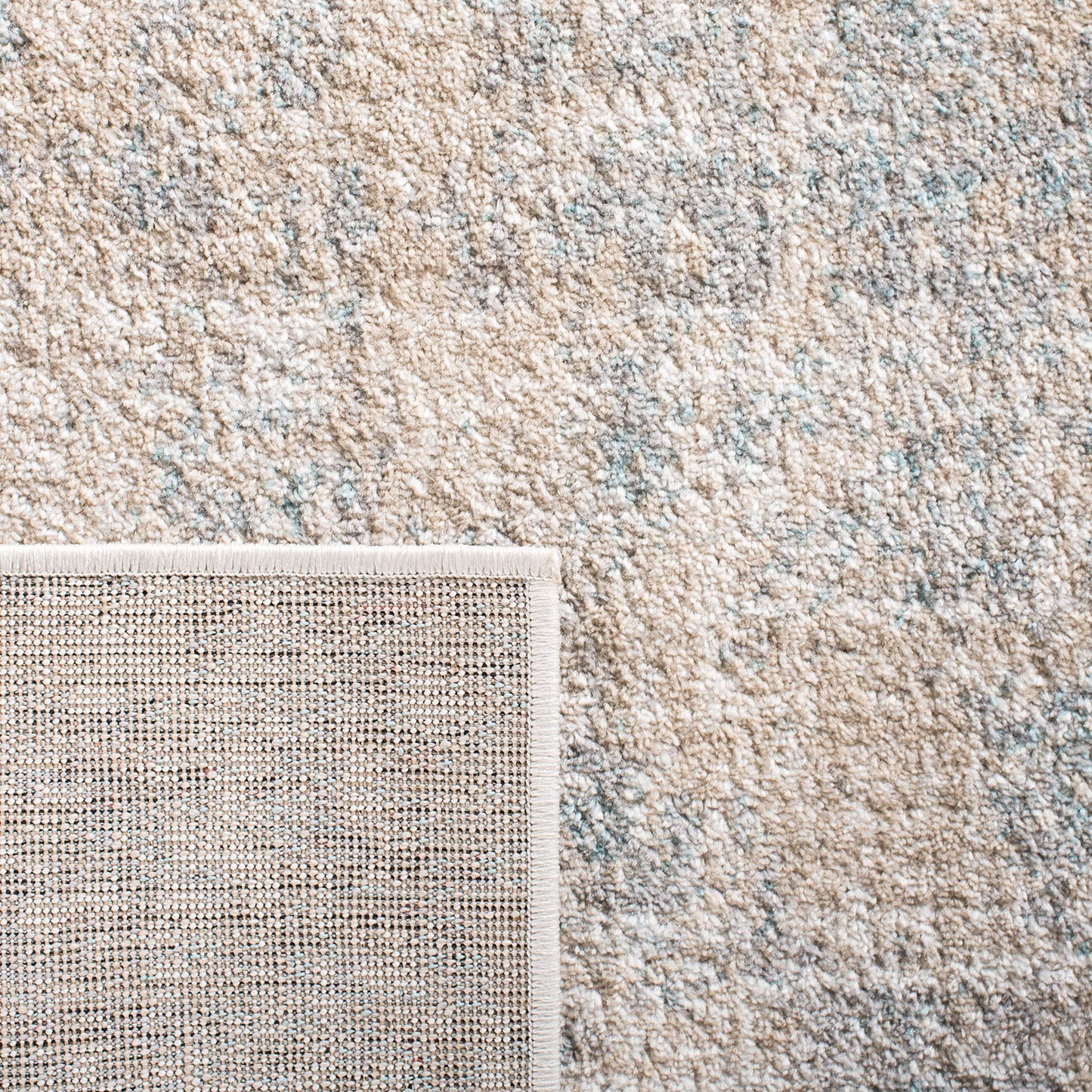 SAFAVIEH Adirondack Collection Area Rug - 8' Square, Beige & Slate, Modern Abstract Design, Non-Shedding & Easy Care, Ideal for High Traffic Areas in Living Room, Bedroom (ADR207B)