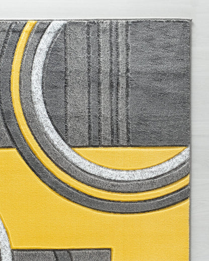 GLORY RUGS Area Rug Modern Soft Hand Carved Contemporary Floor Carpet with Premium Fluffy Texture for Indoor Living Dining Room and Bedroom Area (8x10, Yellow)